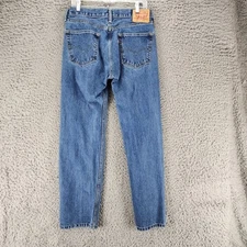 Levis Jeans Mens 33x32 505 Blue Cotton Mid Rise Regular Fit Straight Leg