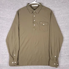 Criquet Pullover Shirt Mens XL Olive Green Long Sleeve Pima Cotton Polo Pocket