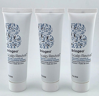 3x Briogeo Scalp Revival Charcoal/Coconut Oil Micro-Exfoliating Shampoo 1 oz