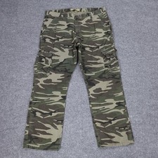 Wrangler Pants Mens 38x30 Cargo Green Camo Straight Leg Utility Workwear Army