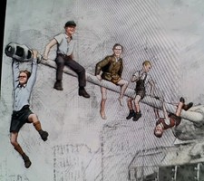 Tusk modell...Ca. 1/35...5 + 1 kind...Resin/harz figur...Europe zivilen...WWII.