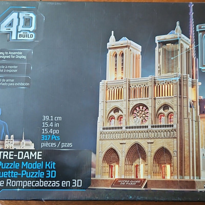 4D Build Notre-Dame 3D Puzzle Model Kit LED Architecture 317 Pieces Multicolor