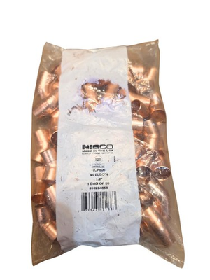 #ad NIBCO I60612 1 2 in. Copper Pressure Cup x Cup 45 Degree Elbow Fitting 50 Pc $30.00