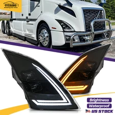 Pair LED DRL Headlights For 2018-2024 Volvo VN VNL 300 400 430 630 740 760 860