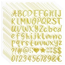 648PCS Gold Glitter Letter Stickers – 1 Inch Self-Adhesive Vinyl Alphabet & 