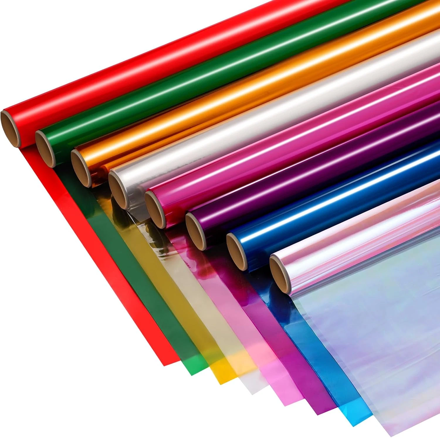 8 Rolls Colored Cellophane Wrap Extra Wide (34In X 10Ft) Transparent Cellophane image 7