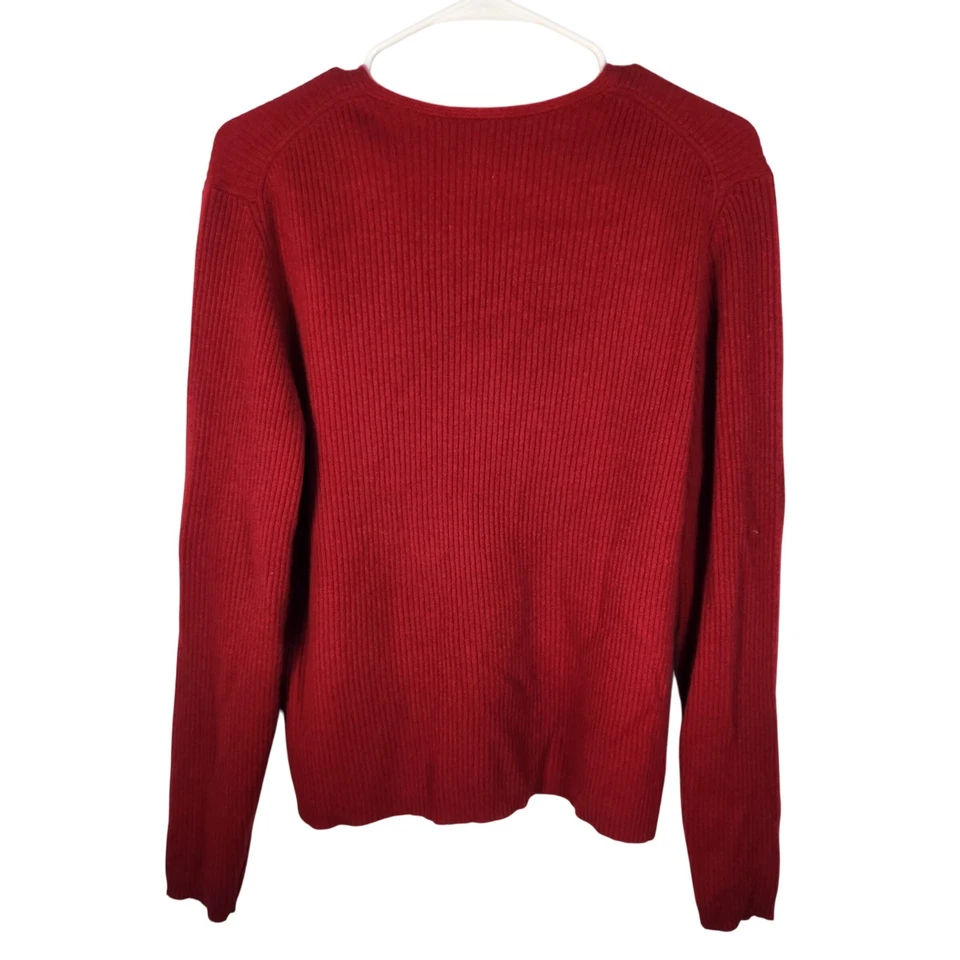 Suéter de cachemir rojo A. Giannetti para mujer XL cuello en V manga larga acanalado vintage Foto 2 de 4