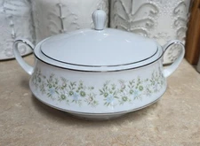 Vintage Noritake Savannah 2031 Covered Tureen Platinum Rim Discontinued Pattern
