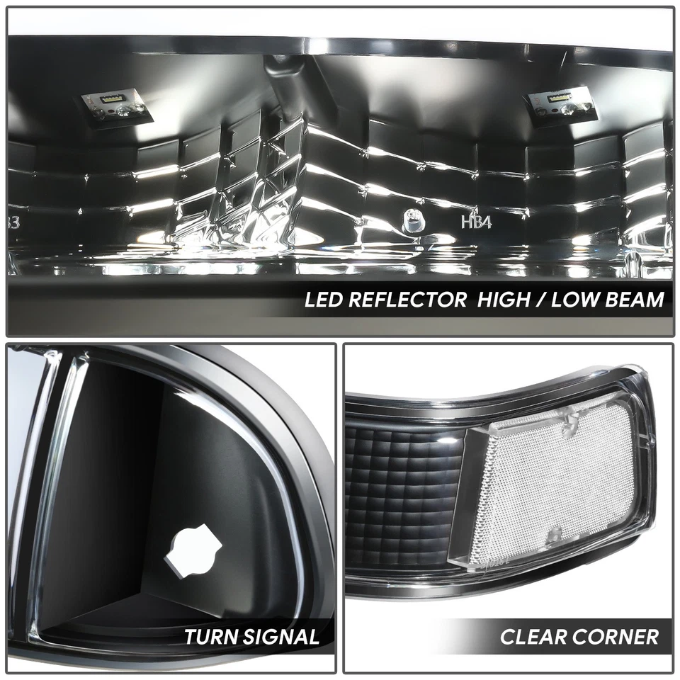 Faros traseros LED DRL cuadrados negros transparentes para Chevy Blazer S10 1998-2004 Foto 3 de 4