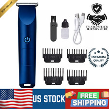 Cordless Men's Electric Shaver Beard Trimmer Body Groomer Waterproof USB Kit Blu