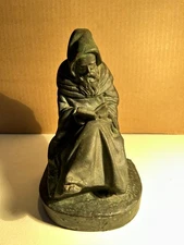 Rare Vintage KBW Art Bronze Monk Reading Book~Single Bookend