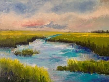 New Original Signed Realism Low Country Marsh Landscape Oil Painting Medium OOAK
