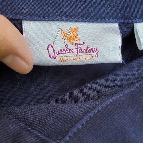 QUACKER FACTORY SHIRT JACKET WITH EMBROID ANCHOR CRYSTAL BUTTONS NAVY SIZE LARGE - Picture 4 of 9