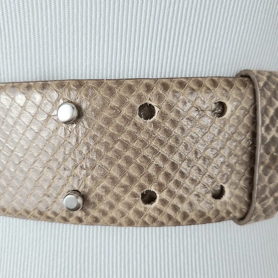 Cinturón para mujer Ann Taylor mediano marrón topo piel de serpiente cuero genuino declaración  Foto 4 de 4