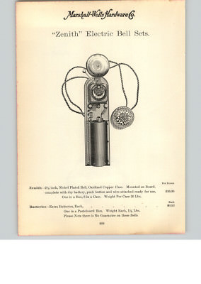 1900s PAPER AD Zenith Electric Front Door Bell Chime Set