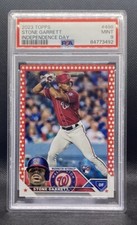 🔥🔥 2023 TOPPS Stone Garrett RC INDEPENDENCE DAY #/76 SSP Nationals PSA 9 🔥🔥