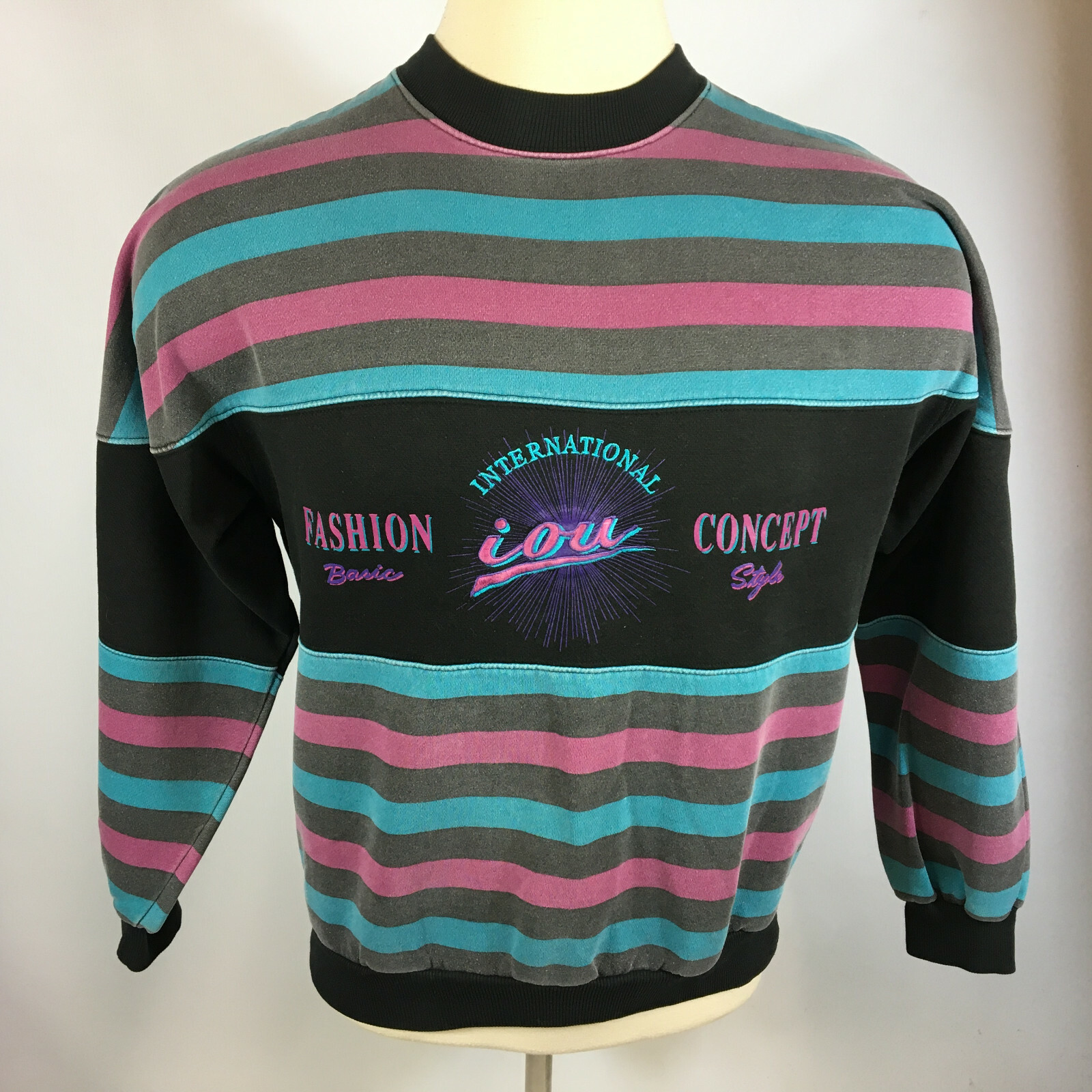 Vintage 80s 90s Surf Stripe IOU Grunge 