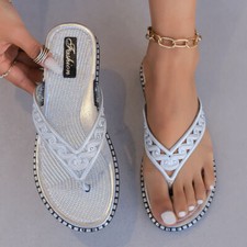 Ladies  Womens Summer Beach Sandals Casual Flip Flops Flat Comfy Shoes Size