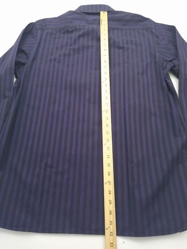 J Ferrar Mens Shirt XLT 17-17.5 Purple Black Stripped Long Sleeve Casual - Picture 9 of 11