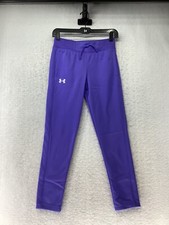 Under Armour Girls Fleece Lined Athletic Pants Purple Youth Medium