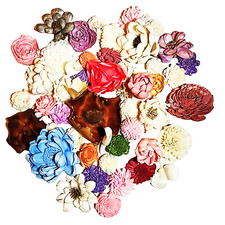 Wood Flowers Bouquet DIY Handmade with Stems  Multi-Color Types  Easy Assemble