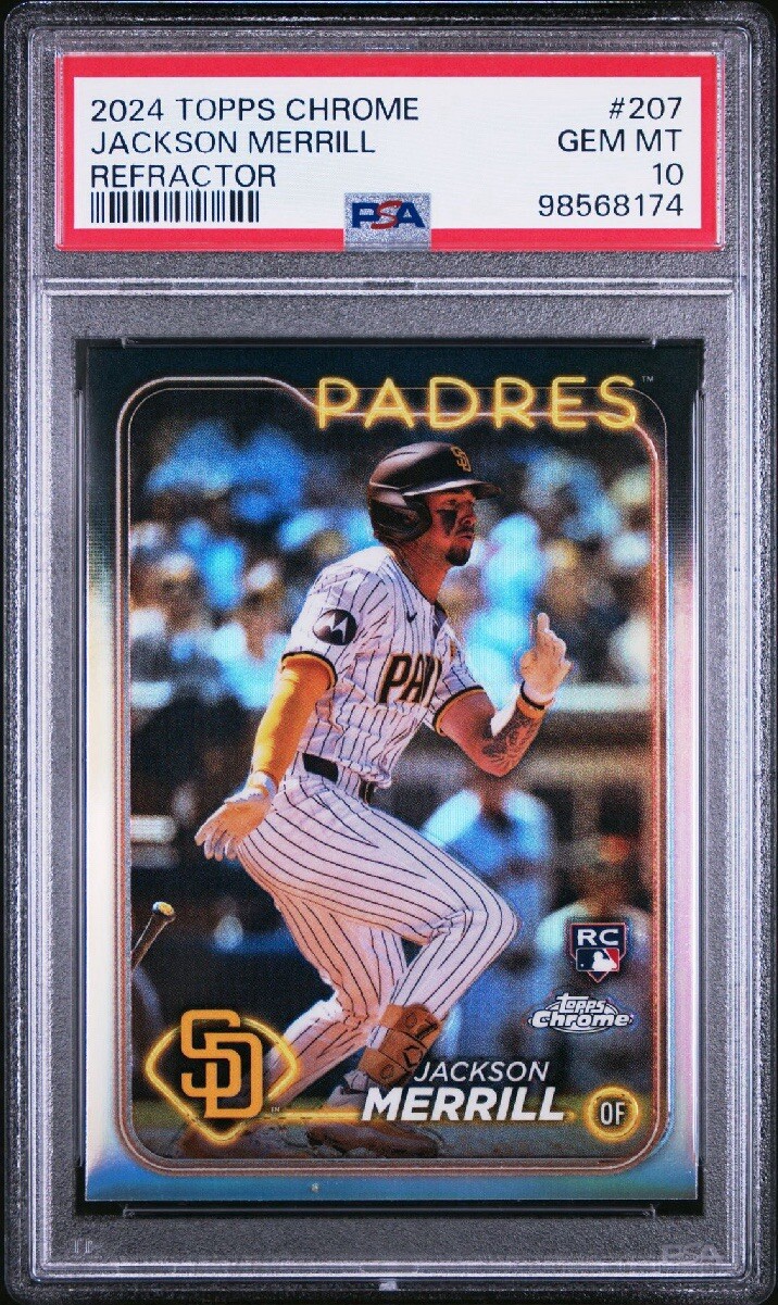 Jackson Merrill, RC Refractor, 2024 Topps Chrome #207, Padres - PSA 10 GEM MINT
