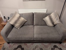'Newborough' Antique Velvet Effect Mid Grey Sofas (Large)