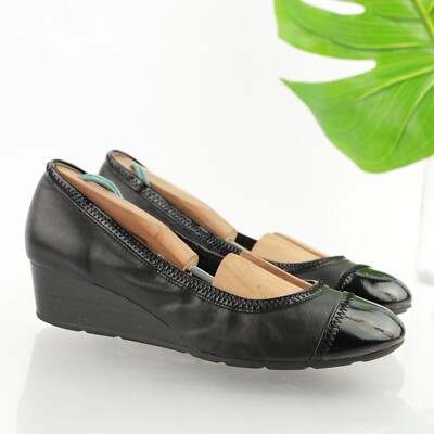 Cole Haan Women's Milly Pump Size Low Wedge Black Leather