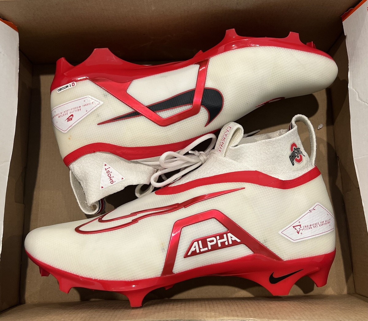 Size 12.5 Wide Nike Alpha Menace Elite 3 Football Cleats OHIO STATE PE Size 12.5 Nike Ohio State Alpha Menace Pro 3 Mid Football  main image 3
