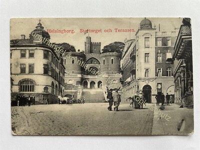 Postcard Helsingborg Stortorget och Terrassen 1910 Sweden