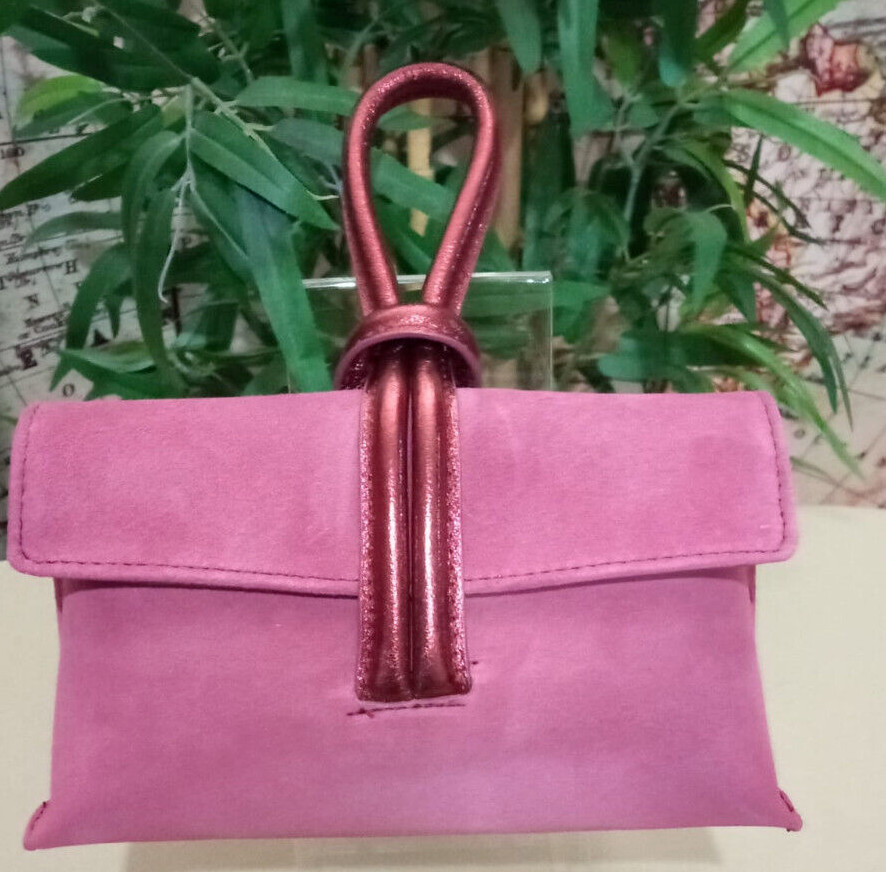Bolsos de nudo, clutch de mano y bandolera para mujer en PIEL GENUINA color VINO