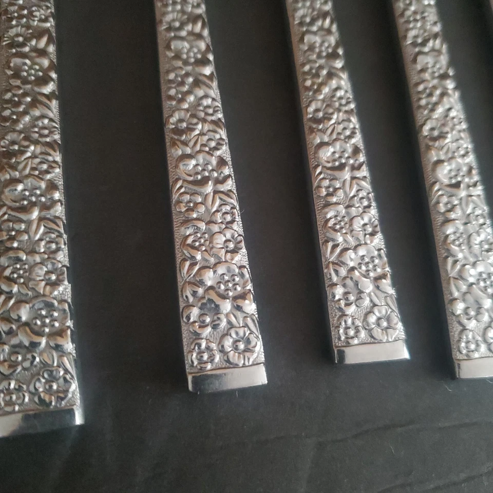 42 Pieces FLOWER GARDEN by Hull Japan Stainless Ornate Fork Spoon Knife Used - Image 4 of 4