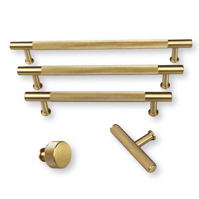 Solid Brushed Brass "Texture No. 2" Knurled Drawer Pulls and Knobs Hardware eBay