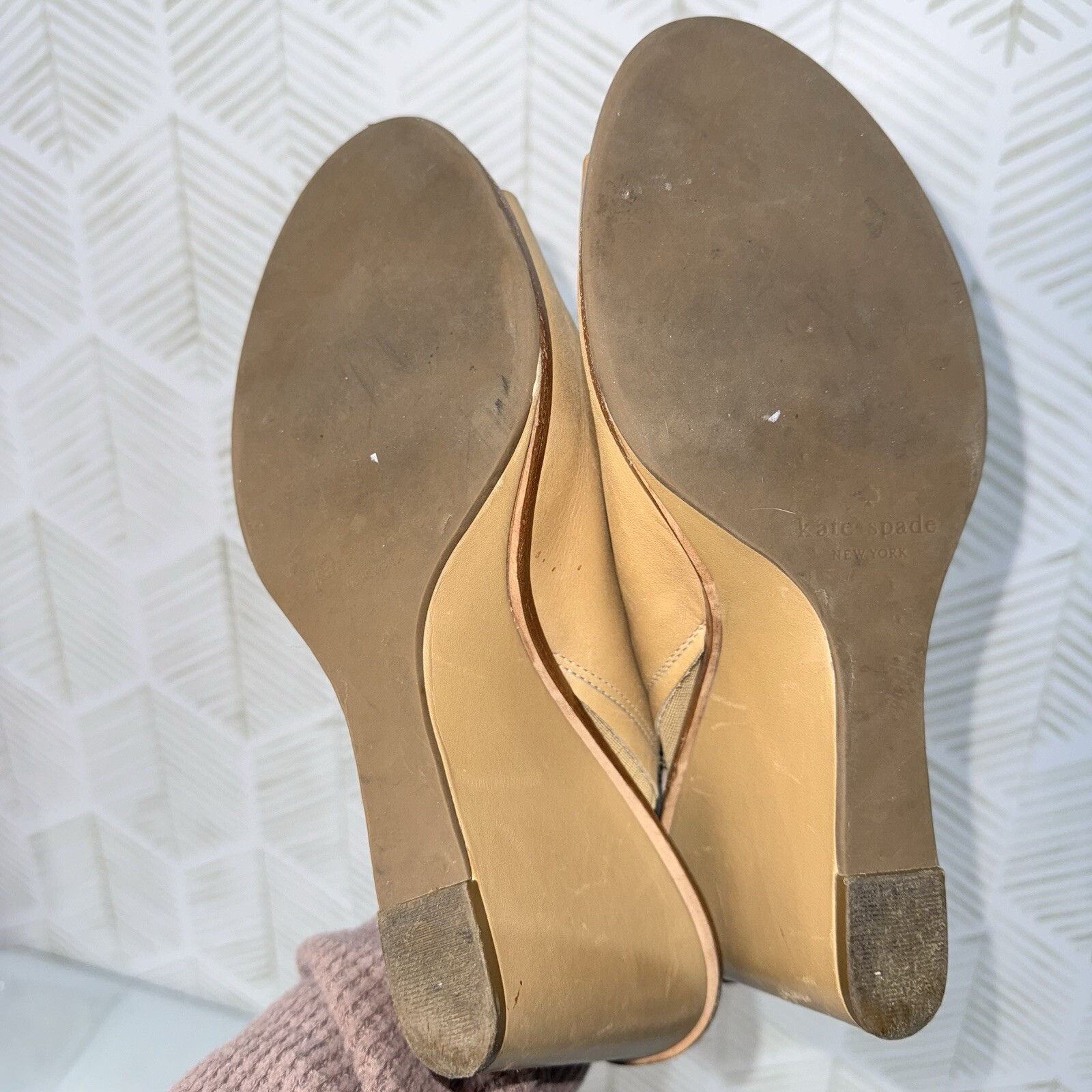 Kate Spade Nilena Slingback Wedges Tan Camel Leather Size 10 Women thumbnail 6