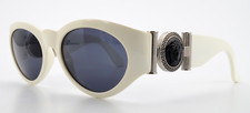 Gianni Versace Sunglasses Vintage 90s Oval White Medusa 617/B Col 85N Case
