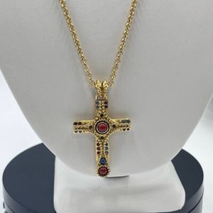 Authentic Camrose & Cross JBK Vintage Designer Signed Gold Plated Religious Cross Necklace