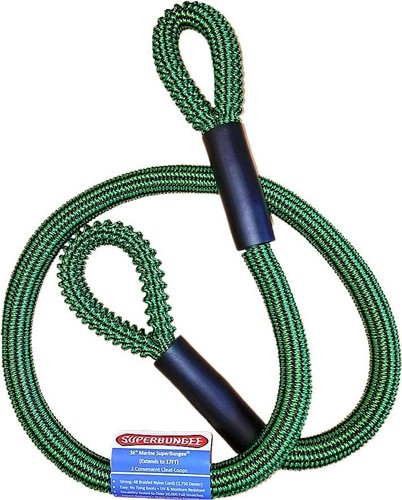 SuperBungee Green/Black Cord 36-In with 2 Convenient Cleat-Loop Ends 3716