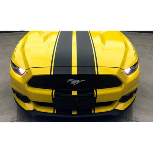 For Ford Mustang Etc 78.7'' Black Hood Roof Rally Racing Stripe Vinyl Sticker - Picture 3 of 12