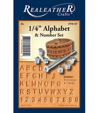 REALEATHER 1/4" Alphabet & Number Stamp Set and Handle #T8137 new