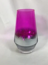 Vintage FTD Floral Vase Magenta Hot Pink Ombré To Mirror Silver 7.5”