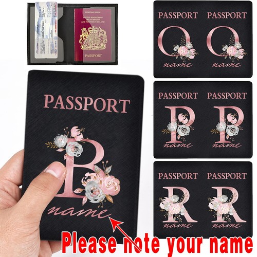 Personalised Custom names Passport Holder Protector Covers Wallet Leather Travel