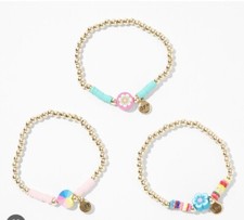 Claire  s BFF Best Friends Hibiscus Flower  Heart Stretch Bracelets 3 Pack 