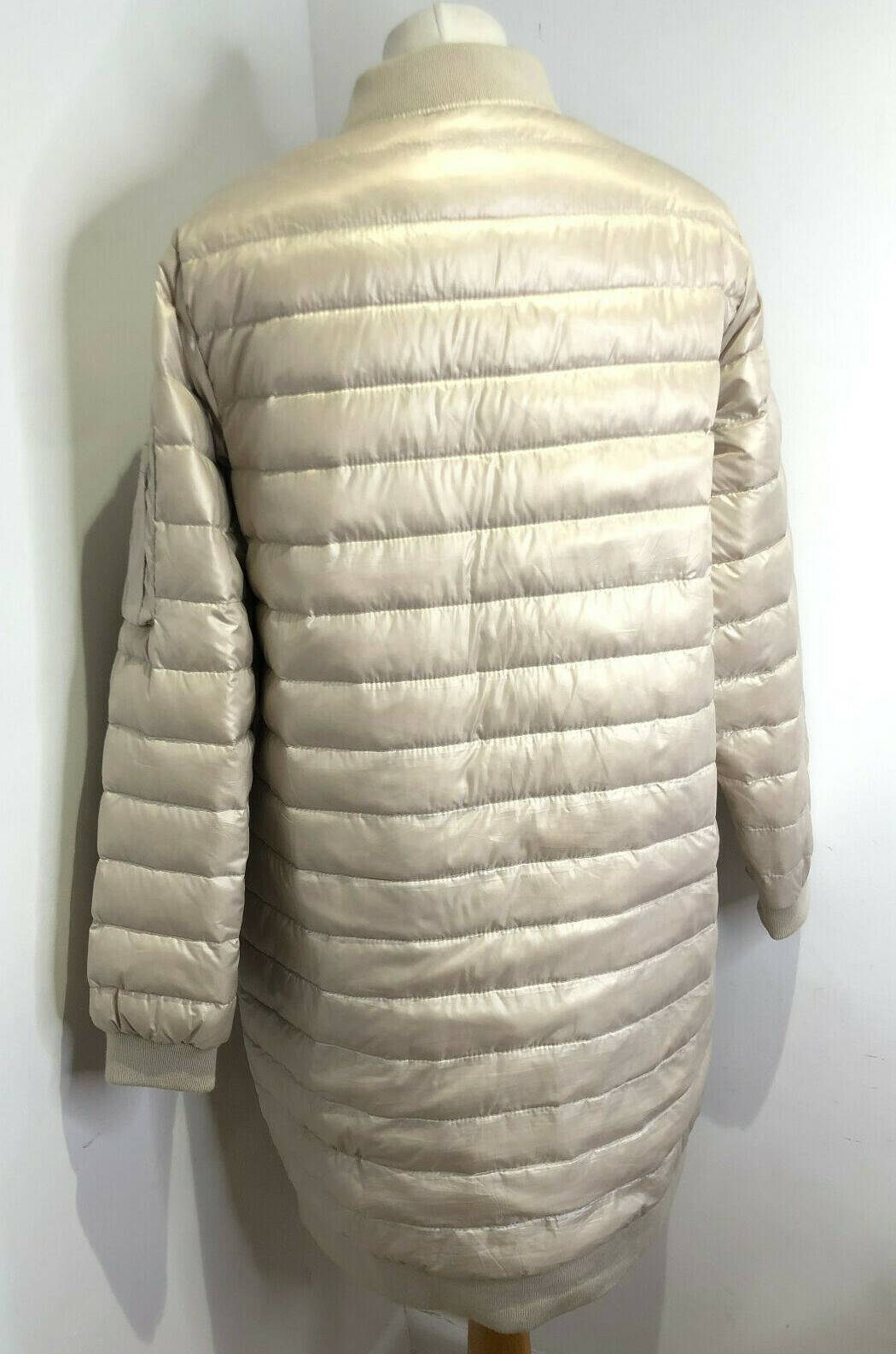 Zara Basic beige down feather long quilted bomber… - image 6