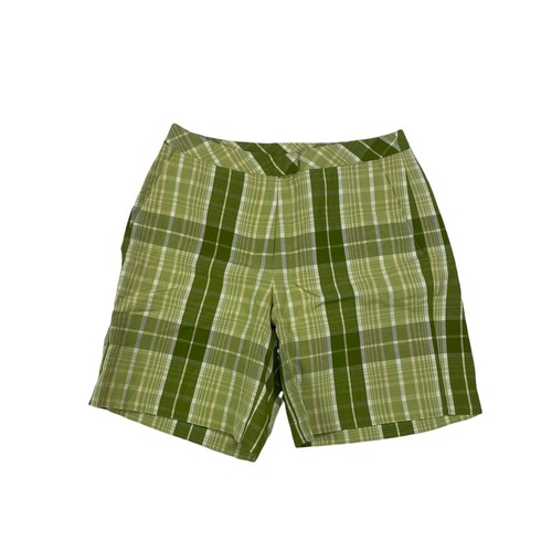 womens green plaid shorts