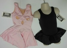 Dance Tank Leotard cloverleaf Back Dress Black or Pink Girls sizes