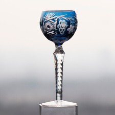 High End Crystal Wine Glass Goblets Hand Carved Drink Glass Ink Blue Color 230ml