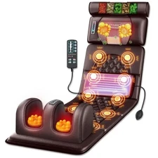 8 Mode Massage Seat Cushion with Heated Back Neck Massager Chair for Home