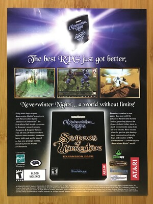 Neverwinter Nights: Shadows of Undrentide PC 2003 Print Ad/Poster Official RPG