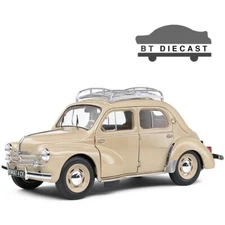 SOLIDO 1956 RENAULT 4CV with ROOF RACK 1/18 DIECAST MODEL CAR BEIGE S1806605