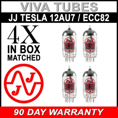Brand New Gain Matched Quad (4) JJ Tesla Electronics 12AU7 / ECC82 Vacuum Tubes